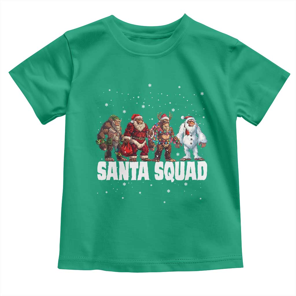 Funny Christmas Bigfoot Toddler T Shirt Santa Squad Sasquatch Cosplay Elf Santa Snowman TS11 Irish Green Print Your Wear