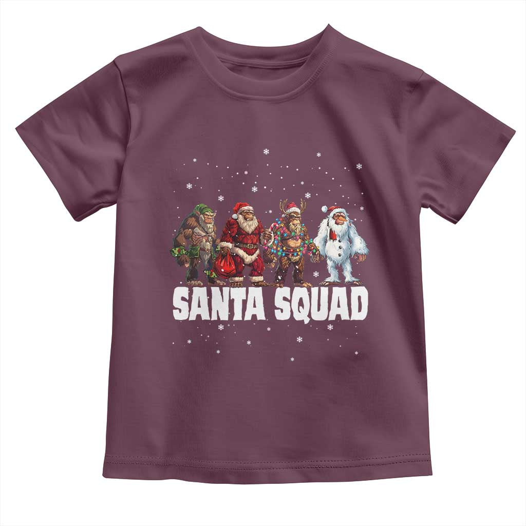 Funny Christmas Bigfoot Toddler T Shirt Santa Squad Sasquatch Cosplay Elf Santa Snowman TS11 Maroon Print Your Wear