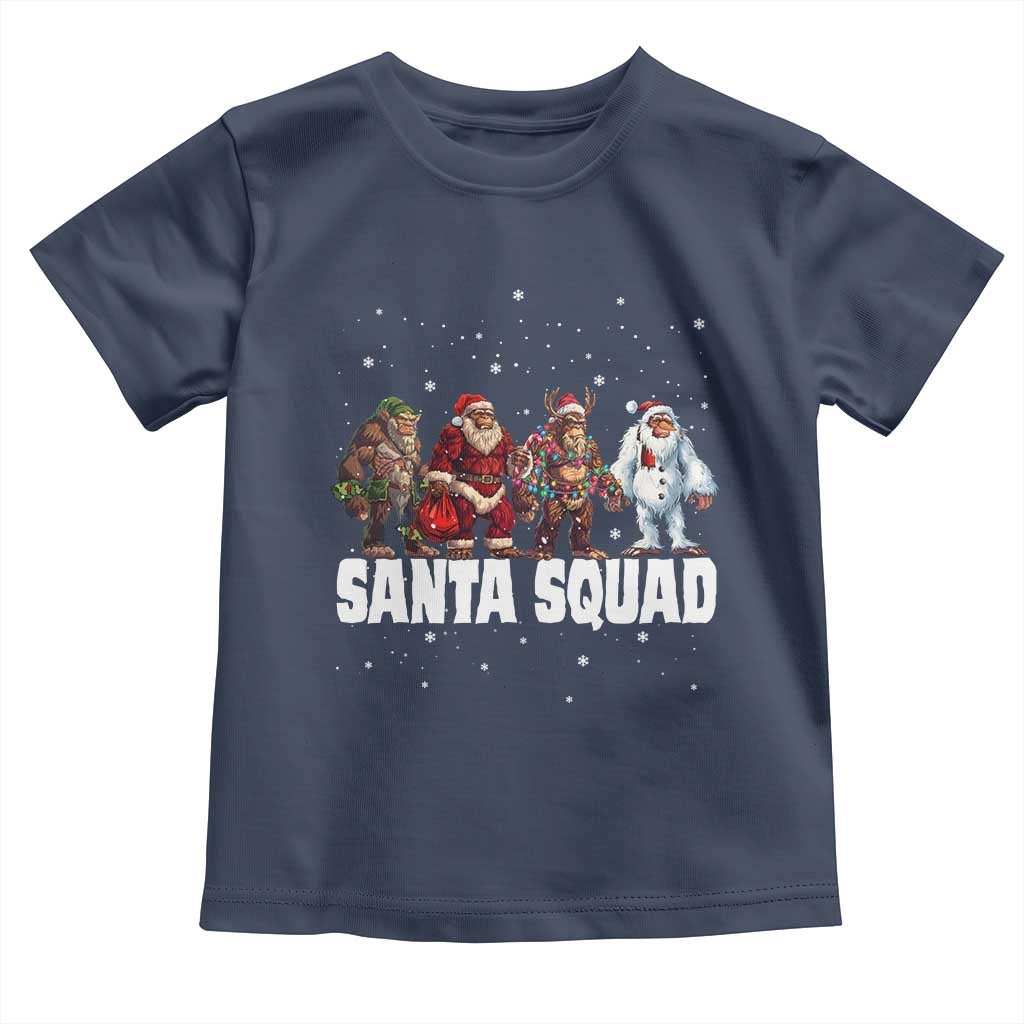 Funny Christmas Bigfoot Toddler T Shirt Santa Squad Sasquatch Cosplay Elf Santa Snowman TS11 Navy Print Your Wear