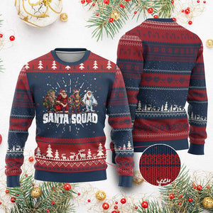 Funny Xmas Bigfoot Ugly Christmas Sweater Santa Squad Sasquatch Cosplay Elf Santa Snowman TS11 Burgundy Print Your Wear