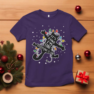 Funny Christmas It's Fine I'm Fine Everything Is Fine T Shirt Black Cat TS11 Purple Print Your Wear