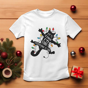 Funny Christmas It's Fine I'm Fine Everything Is Fine T Shirt Black Cat TS11 White Print Your Wear