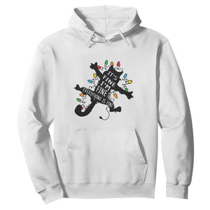 Funny Christmas It's Fine I'm Fine Everything Is Fine Hoodie Black Cat TS11 White Print Your Wear