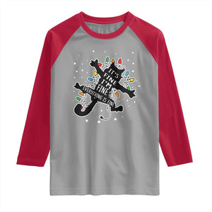 Funny Christmas It's Fine I'm Fine Everything Is Fine Raglan Shirt Black Cat TS11 Sport Gray Red Print Your Wear