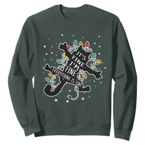 Funny Christmas It's Fine I'm Fine Everything Is Fine Sweatshirt Black Cat TS11 Dark Forest Green Print Your Wear