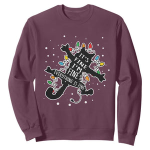 Funny Christmas It's Fine I'm Fine Everything Is Fine Sweatshirt Black Cat TS11 Maroon Print Your Wear
