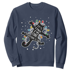 Funny Christmas It's Fine I'm Fine Everything Is Fine Sweatshirt Black Cat TS11 Navy Print Your Wear