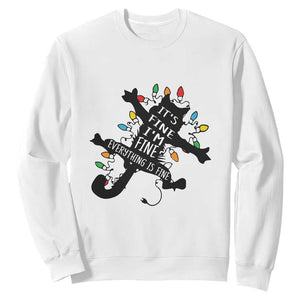 Funny Christmas It's Fine I'm Fine Everything Is Fine Sweatshirt Black Cat TS11 White Print Your Wear