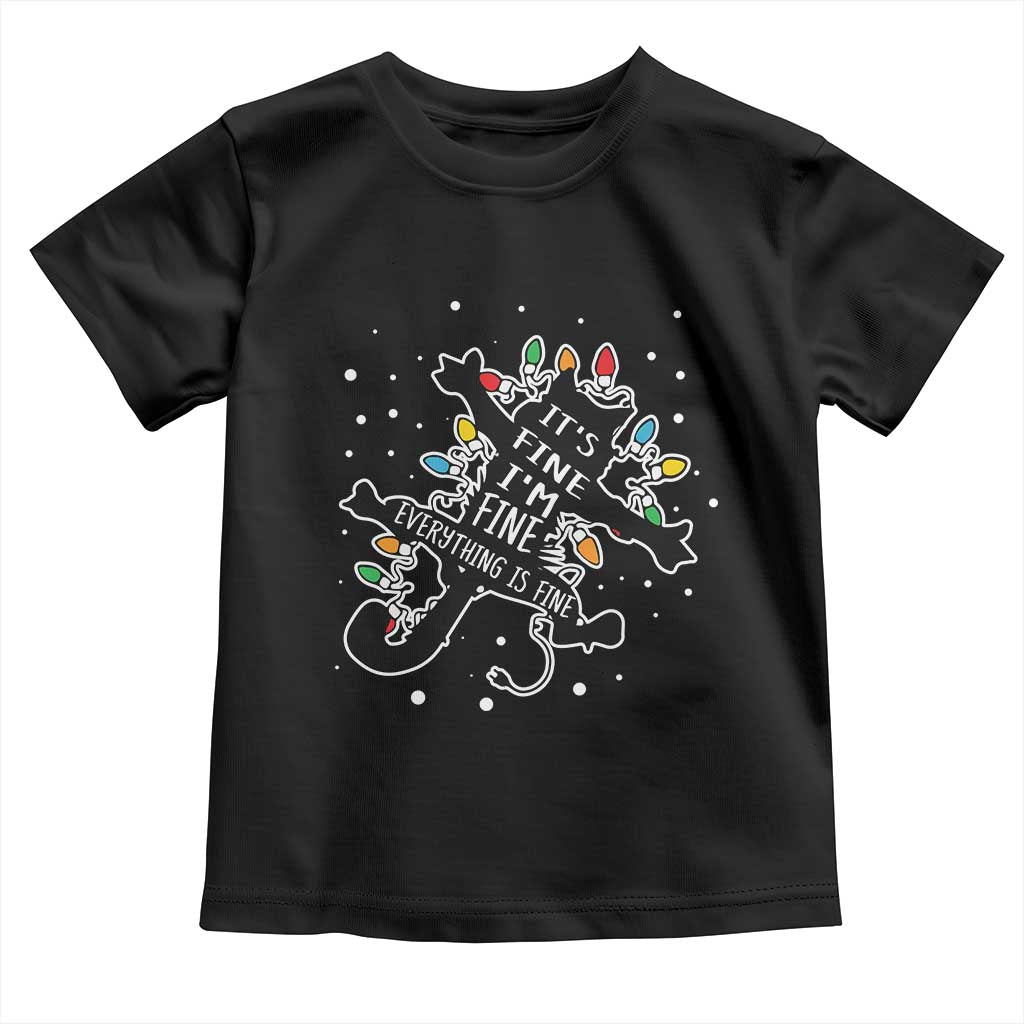Funny Christmas It's Fine I'm Fine Everything Is Fine Toddler T Shirt Black Cat TS11 Black Print Your Wear