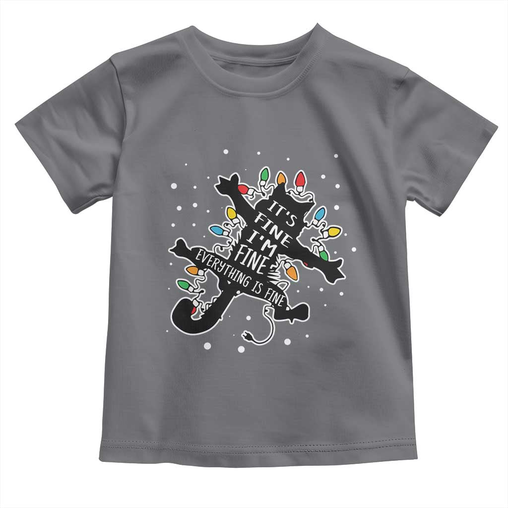 Funny Christmas It's Fine I'm Fine Everything Is Fine Toddler T Shirt Black Cat TS11 Charcoal Print Your Wear