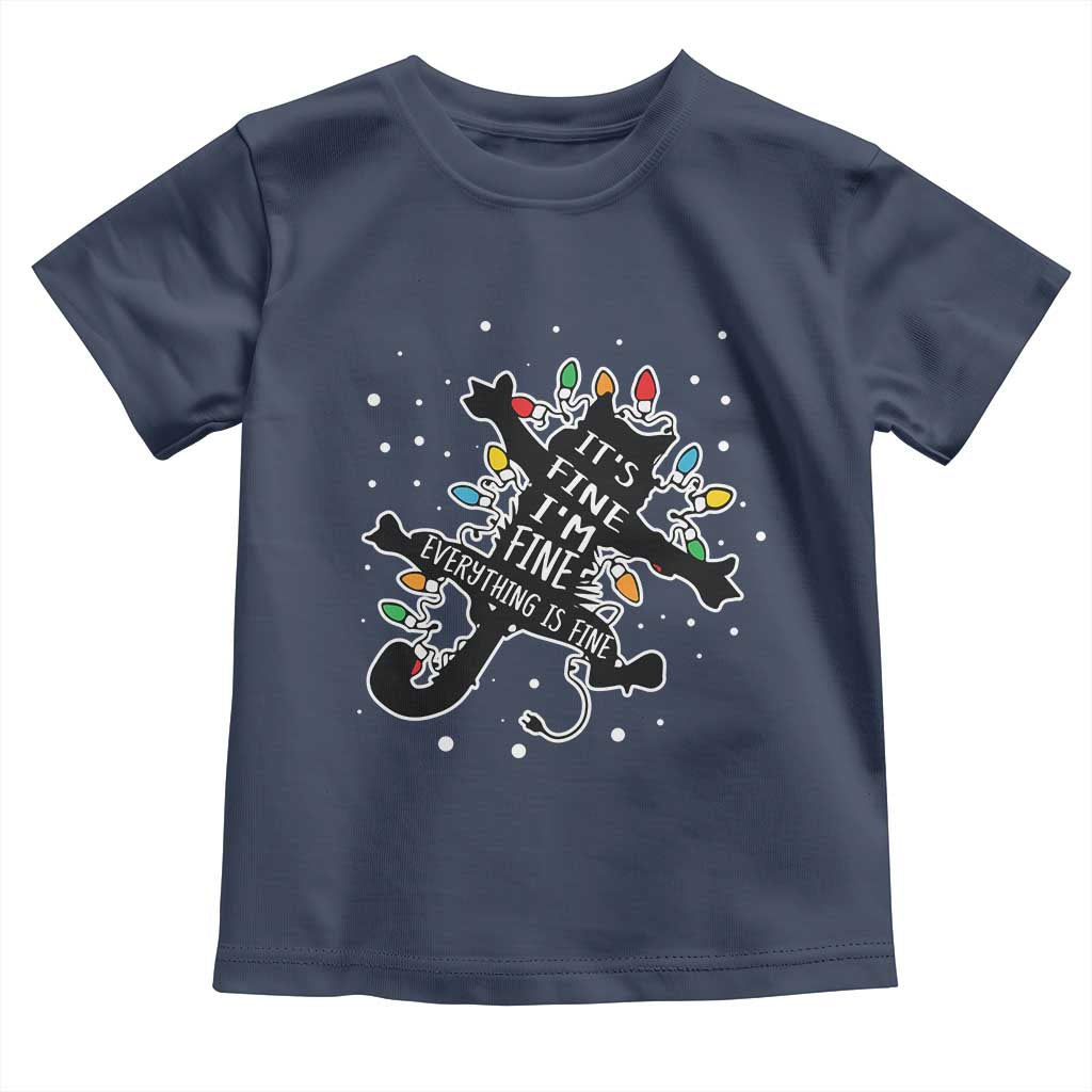Funny Christmas It's Fine I'm Fine Everything Is Fine Toddler T Shirt Black Cat TS11 Navy Print Your Wear