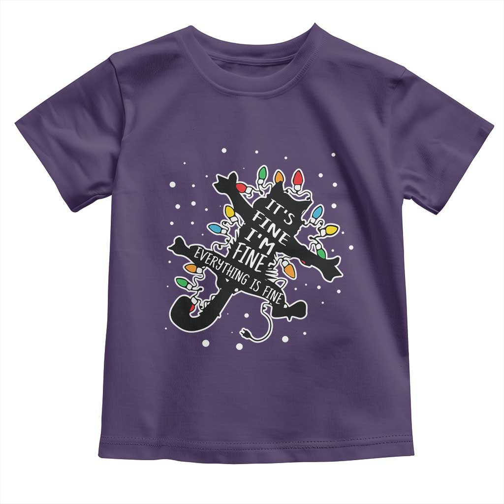 Funny Christmas It's Fine I'm Fine Everything Is Fine Toddler T Shirt Black Cat TS11 Purple Print Your Wear
