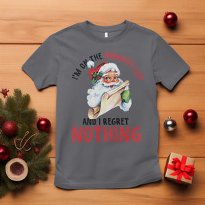 Funny Christmas Vintage Santa T Shirt I'm On The Naughty List And I Regret Nothing TS11 Charcoal Print Your Wear