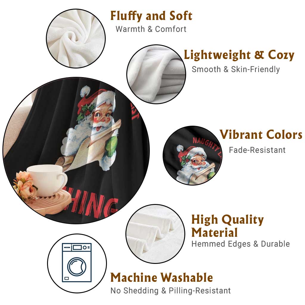 Funny Christmas Vintage Santa Throw Blanket I'm On The Naughty List And I Regret Nothing TS11 Print Your Wear