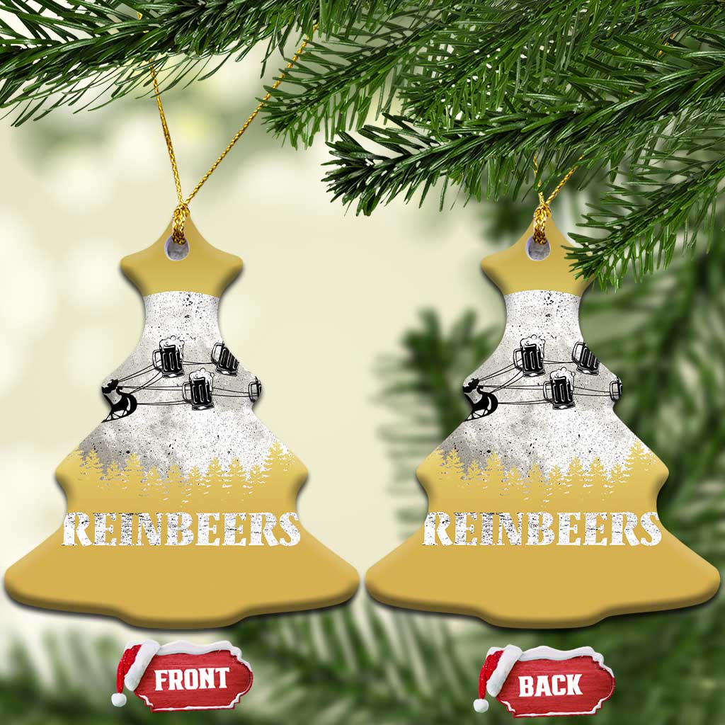 Funny Xmas Beers Christmas Ornament Reinbeers Santa Sleigh Moon TS11 Christmas Tree Gold Print Your Wear