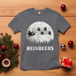 Funny Christmas Beers T Shirt Reinbeers Santa Sleigh Moon TS11 Charcoal Print Your Wear