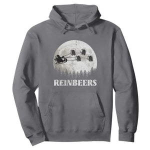 Funny Christmas Beers Hoodie Reinbeers Santa Sleigh Moon TS11 Charcoal Print Your Wear