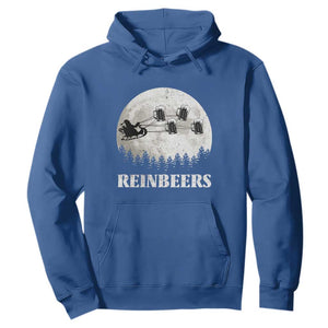 Funny Christmas Beers Hoodie Reinbeers Santa Sleigh Moon TS11 Royal Blue Print Your Wear