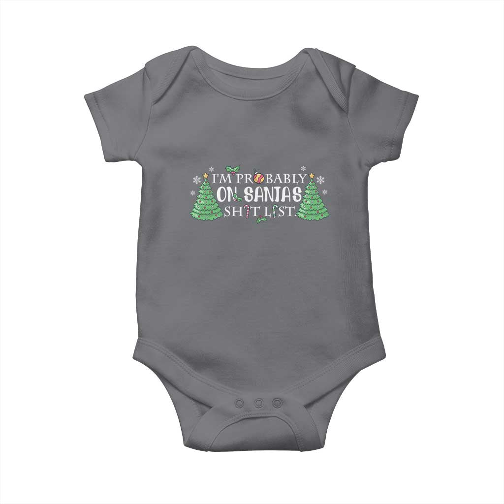 Funny Christmas Baby Onesie I'm Probably On Santa's List TS11 Charcoal Print Your Wear