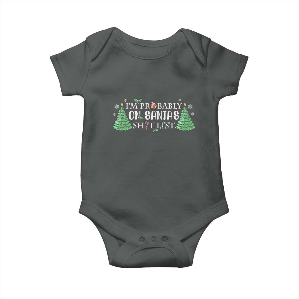 Funny Christmas Baby Onesie I'm Probably On Santa's List TS11 Dark Heather Print Your Wear