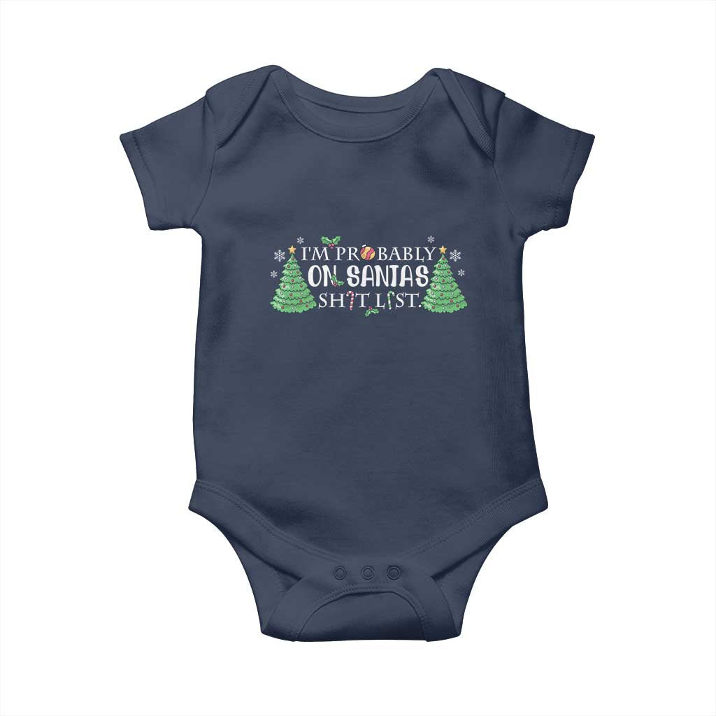 Funny Christmas Baby Onesie I'm Probably On Santa's List TS11 Navy Print Your Wear