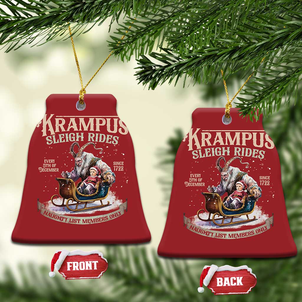 Yule Christmas Ornament Krampus Sleigh Rides For Naughty List Members Only Xmas TS11 Bell Flake Red Print Your Wear