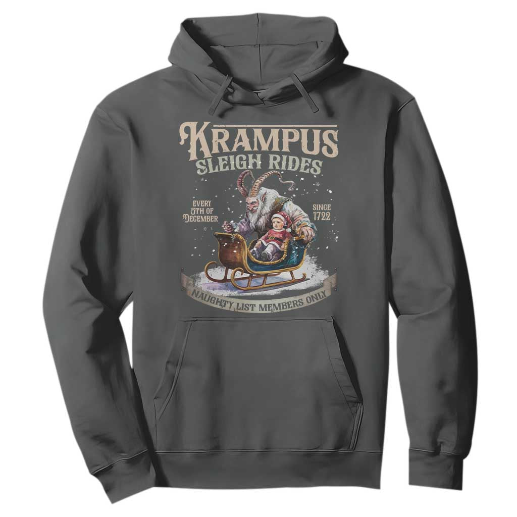 Yule Hoodie Krampus Sleigh Rides For Naughty List Members Only Xmas TS11 Dark Heather Print Your Wear