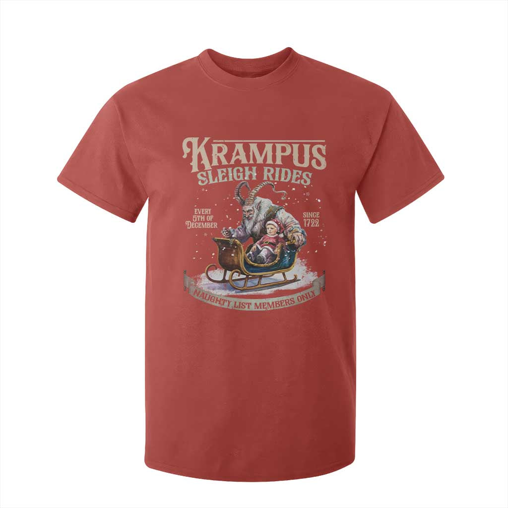 Yule T Shirt For Kid Krampus Sleigh Rides For Naughty List Members Only Xmas TS11 Red Print Your Wear