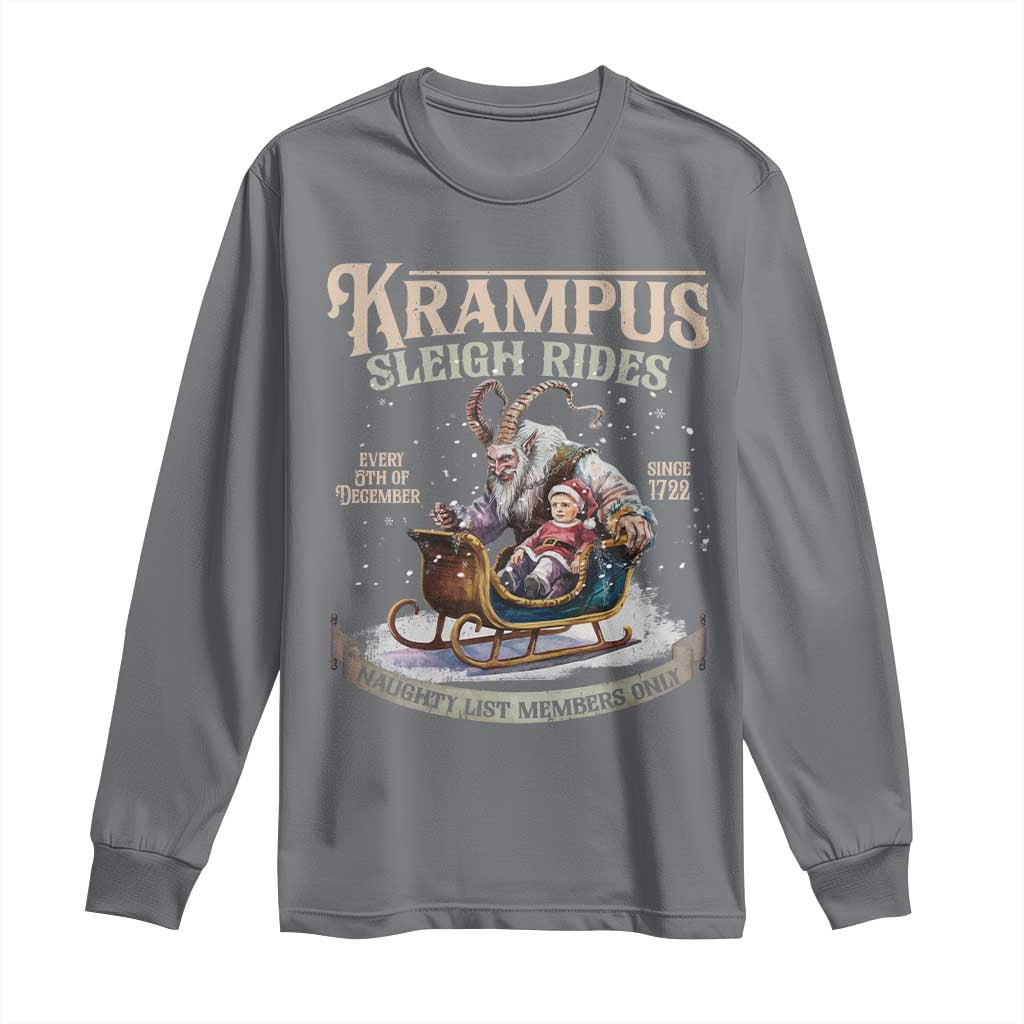 Yule Long Sleeve Shirt Krampus Sleigh Rides For Naughty List Members Only Xmas TS11 Charcoal Print Your Wear