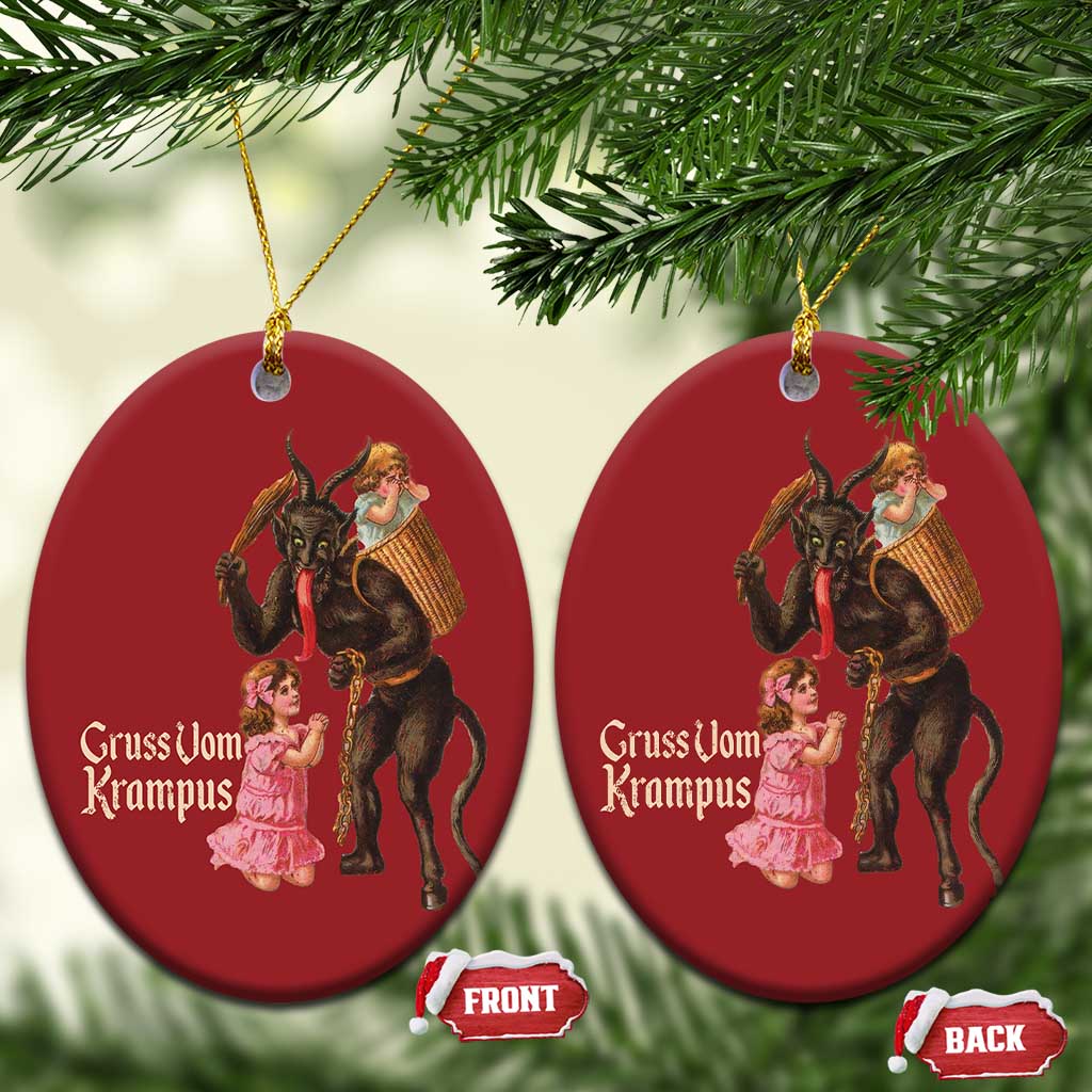 Xmas Creepy Krampus Christmas Ornament Greetings From Gruss Vom Krampus TS11 Oval Red Print Your Wear