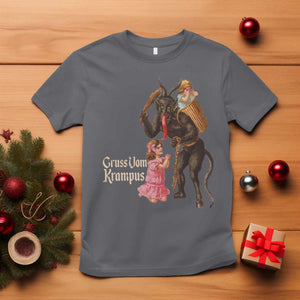 Christmas Creepy Krampus T Shirt Greetings From Gruss Vom Krampus TS11 Charcoal Print Your Wear