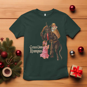 Christmas Creepy Krampus T Shirt Greetings From Gruss Vom Krampus TS11 Dark Forest Green Print Your Wear