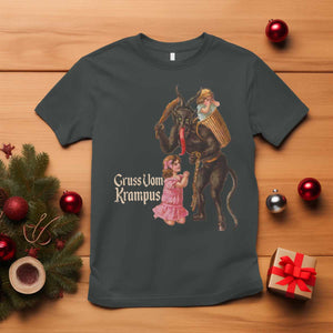 Christmas Creepy Krampus T Shirt Greetings From Gruss Vom Krampus TS11 Dark Heather Print Your Wear