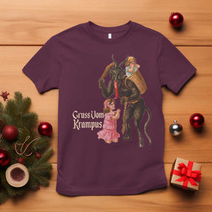 Christmas Creepy Krampus T Shirt Greetings From Gruss Vom Krampus TS11 Maroon Print Your Wear