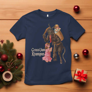 Christmas Creepy Krampus T Shirt Greetings From Gruss Vom Krampus TS11 Navy Print Your Wear