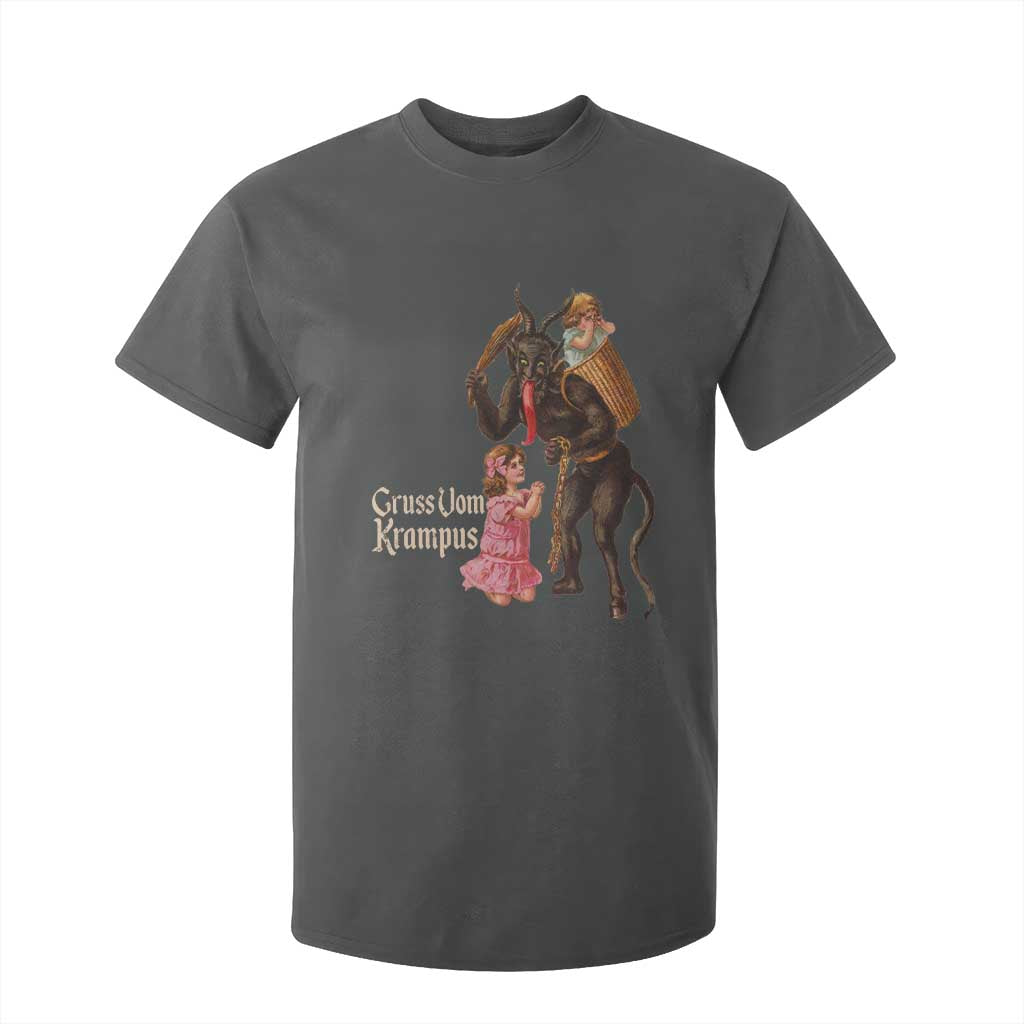 Christmas Creepy Krampus T Shirt For Kid Greetings From Gruss Vom Krampus TS11 Dark Heather Print Your Wear