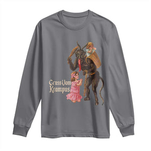 Christmas Creepy Krampus Long Sleeve Shirt Greetings From Gruss Vom Krampus TS11 Charcoal Print Your Wear