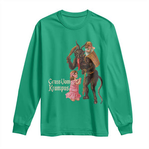 Christmas Creepy Krampus Long Sleeve Shirt Greetings From Gruss Vom Krampus TS11 Irish Green Print Your Wear