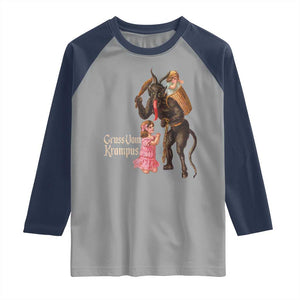 Christmas Creepy Krampus Raglan Shirt Greetings From Gruss Vom Krampus TS11 Sport Gray Navy Print Your Wear