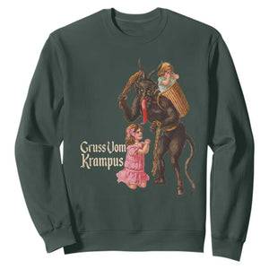 Christmas Creepy Krampus Sweatshirt Greetings From Gruss Vom Krampus TS11 Dark Forest Green Print Your Wear