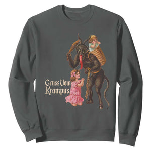 Christmas Creepy Krampus Sweatshirt Greetings From Gruss Vom Krampus TS11 Dark Heather Print Your Wear