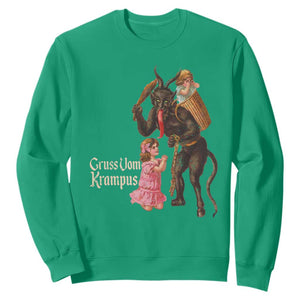 Christmas Creepy Krampus Sweatshirt Greetings From Gruss Vom Krampus TS11 Irish Green Print Your Wear
