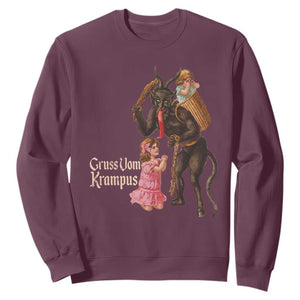 Christmas Creepy Krampus Sweatshirt Greetings From Gruss Vom Krampus TS11 Maroon Print Your Wear