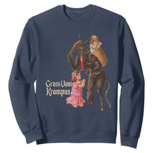 Christmas Creepy Krampus Sweatshirt Greetings From Gruss Vom Krampus TS11 Navy Print Your Wear