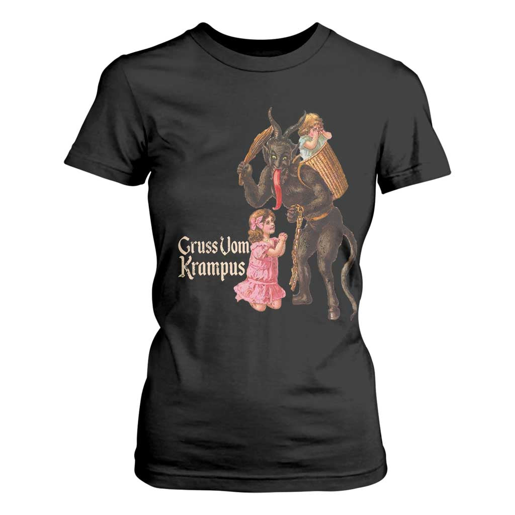 Christmas Creepy Krampus T Shirt For Women Greetings From Gruss Vom Krampus TS11 Black Print Your Wear