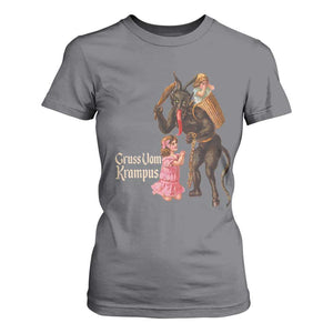 Christmas Creepy Krampus T Shirt For Women Greetings From Gruss Vom Krampus TS11 Charcoal Print Your Wear