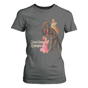 Christmas Creepy Krampus T Shirt For Women Greetings From Gruss Vom Krampus TS11 Dark Heather Print Your Wear