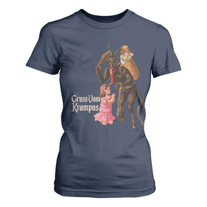 Christmas Creepy Krampus T Shirt For Women Greetings From Gruss Vom Krampus TS11 Navy Print Your Wear