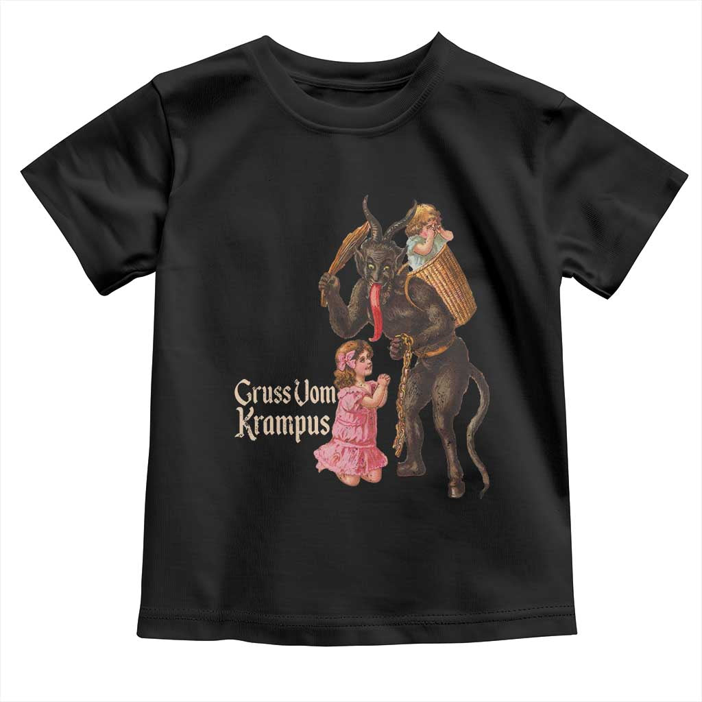Christmas Creepy Krampus Toddler T Shirt Greetings From Gruss Vom Krampus TS11 Black Print Your Wear