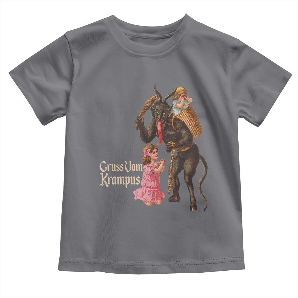 Christmas Creepy Krampus Toddler T Shirt Greetings From Gruss Vom Krampus TS11 Charcoal Print Your Wear